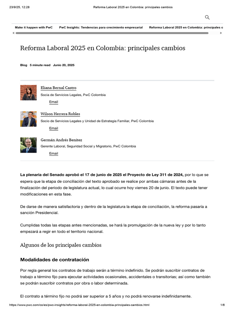 Cambios Clave en la Reforma Laboral 2025 | PDF | Derecho laboral | Labor