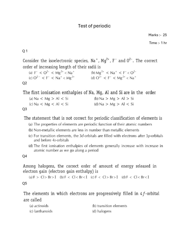 Test of Periodic | PDF