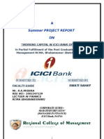 Summer Project Report ON: "Working Capital in Icici Bank of India"