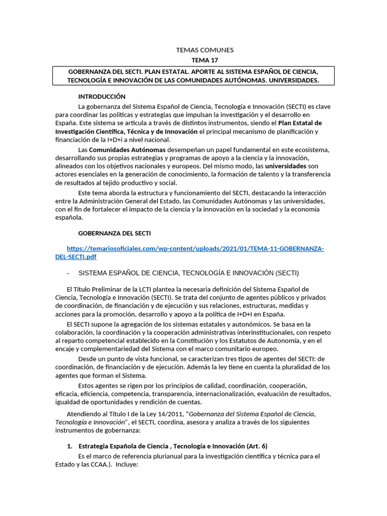 Gobernanza del SECTI en España | PDF | Gobernancia | España
