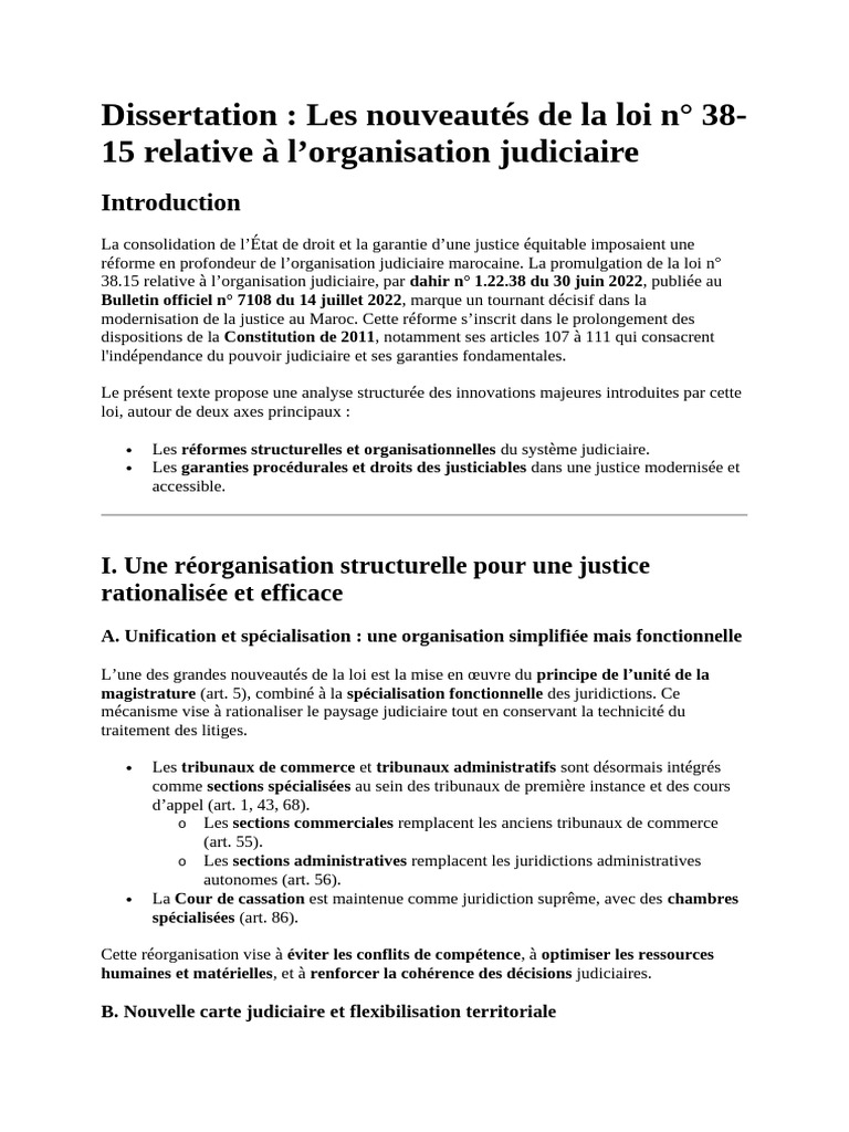 Réformes de la loi n° 38-15 sur la justice | PDF | Justice | Crime et ...