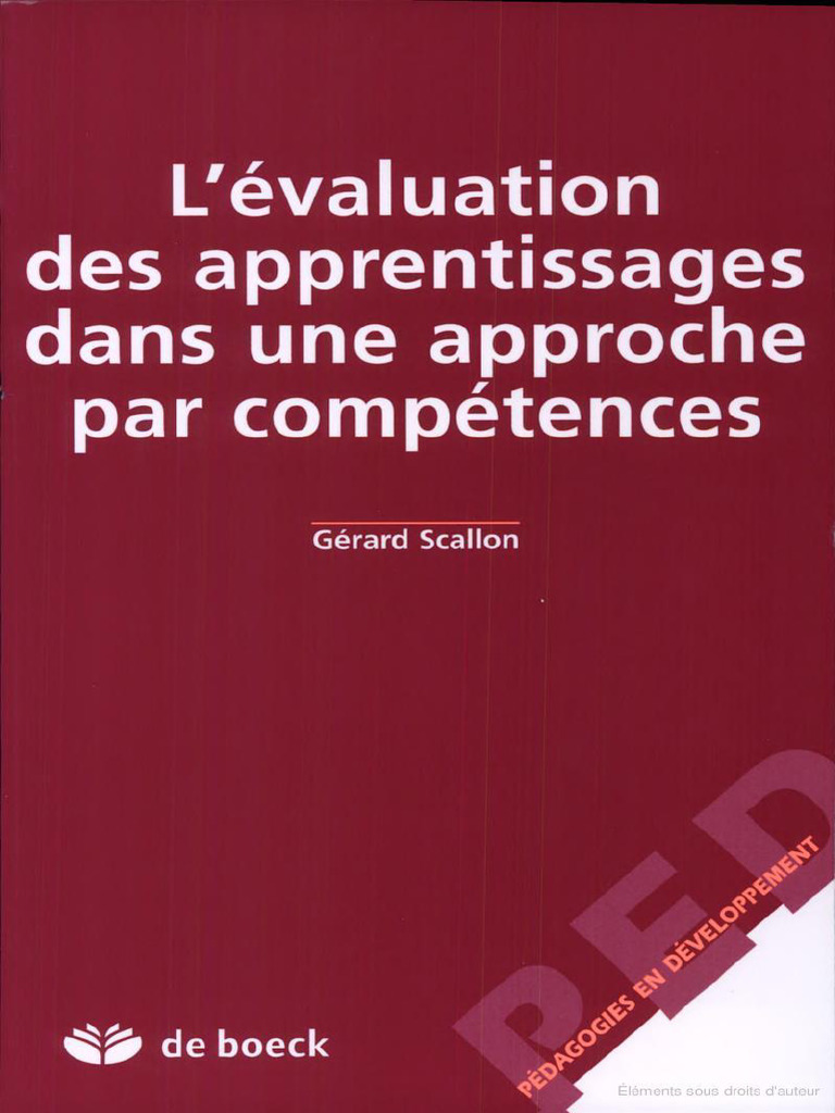 L Evaluation Des Apprentissages Dans Une Approche Par Compeences | PDF