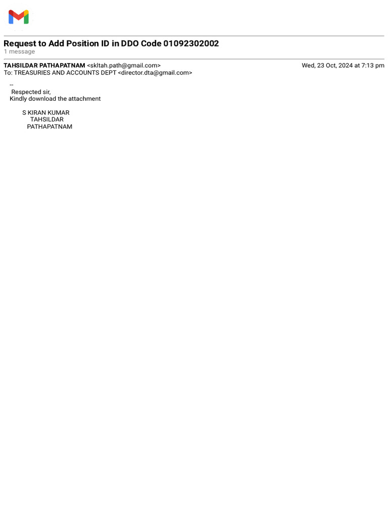 Add Position ID in DDO Code Request | PDF