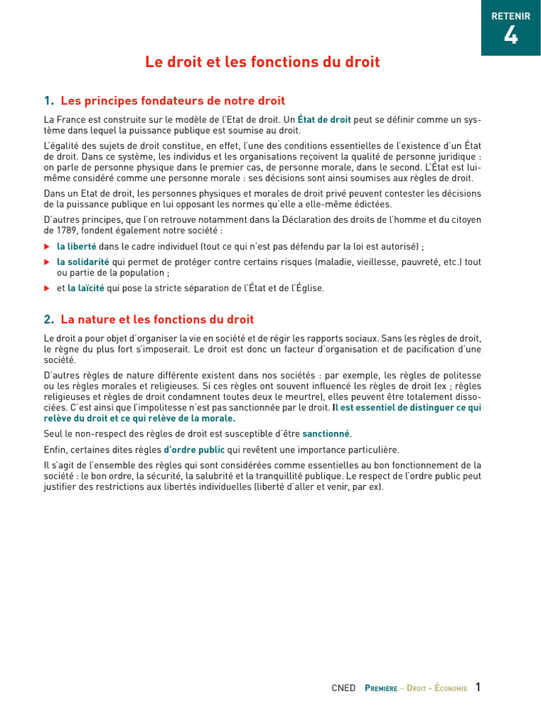 Principes et fonctions du droit en France | PDF | État | Justice