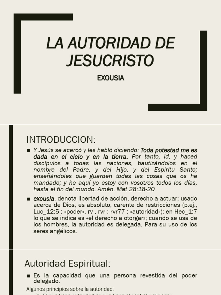 Autoridad de Jesucristo en la Biblia | PDF | Jesús | Juan el apóstol