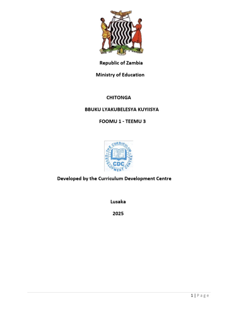 Chitonga Teaching Module for Grade 1 | PDF