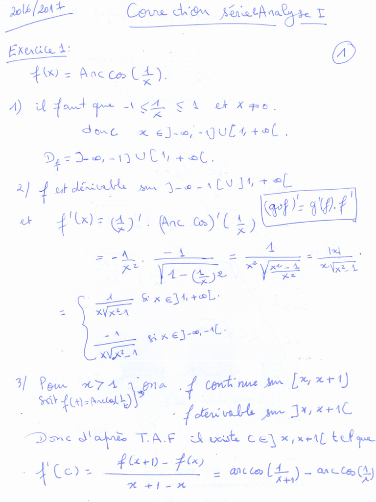 Correction Série 2 Analyse 1 | PDF