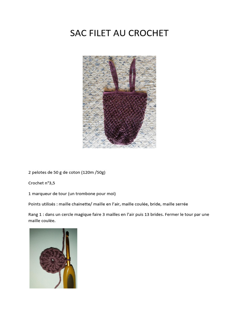 Sac filet au crochet : guide étape par étape | PDF