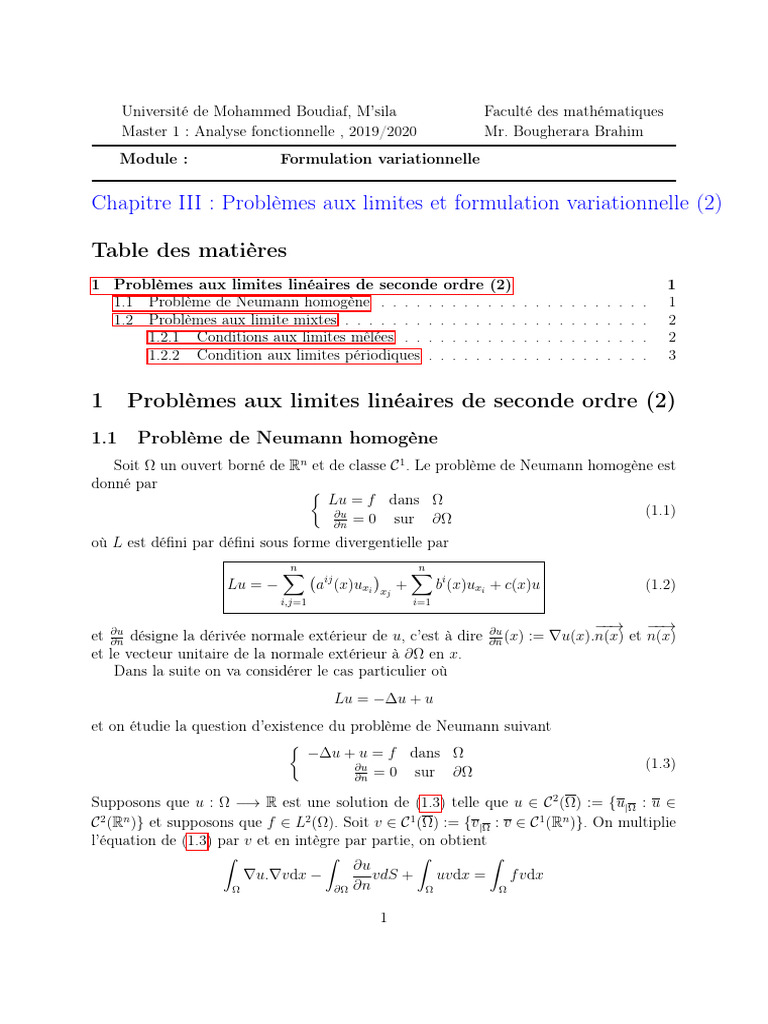 Chapitre 3-Cours 2-Problèmes Aux Limites Et Formulation Variationnelle ...