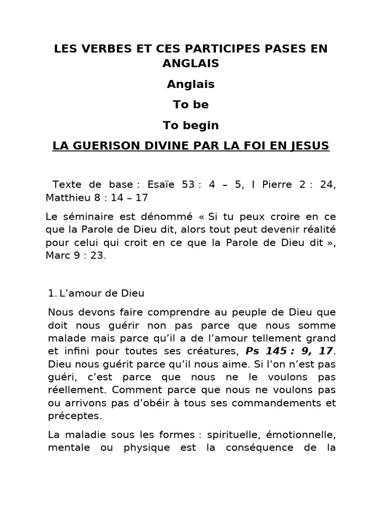 Guérison divine par la foi en Jésus | PDF