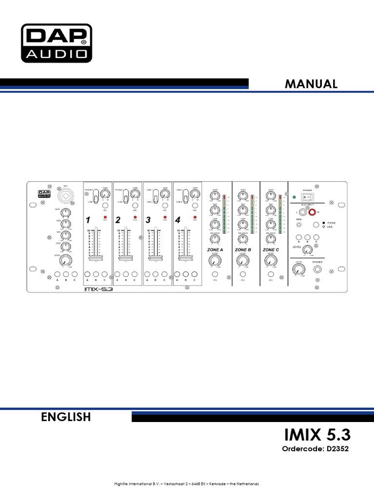 Dap Audio Lmix5.3 d2352 Manual | PDF | Equalization (Audio) | Microphone
