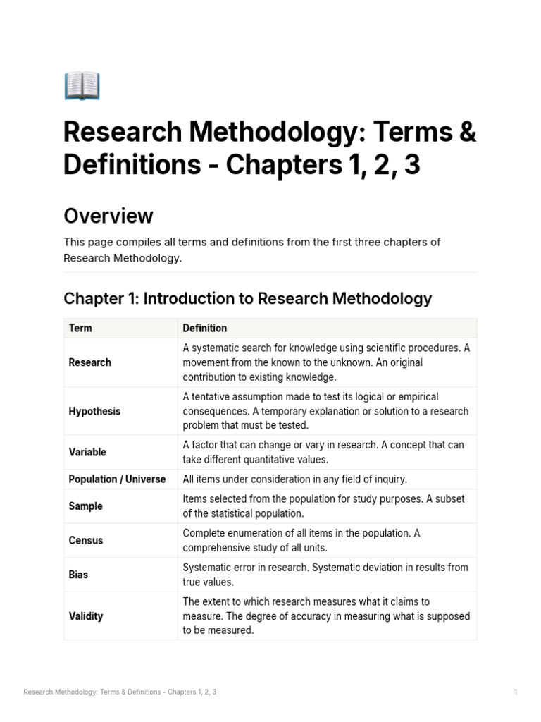 Research Methodology Terms Overview | PDF | Methodology | Scientific Method