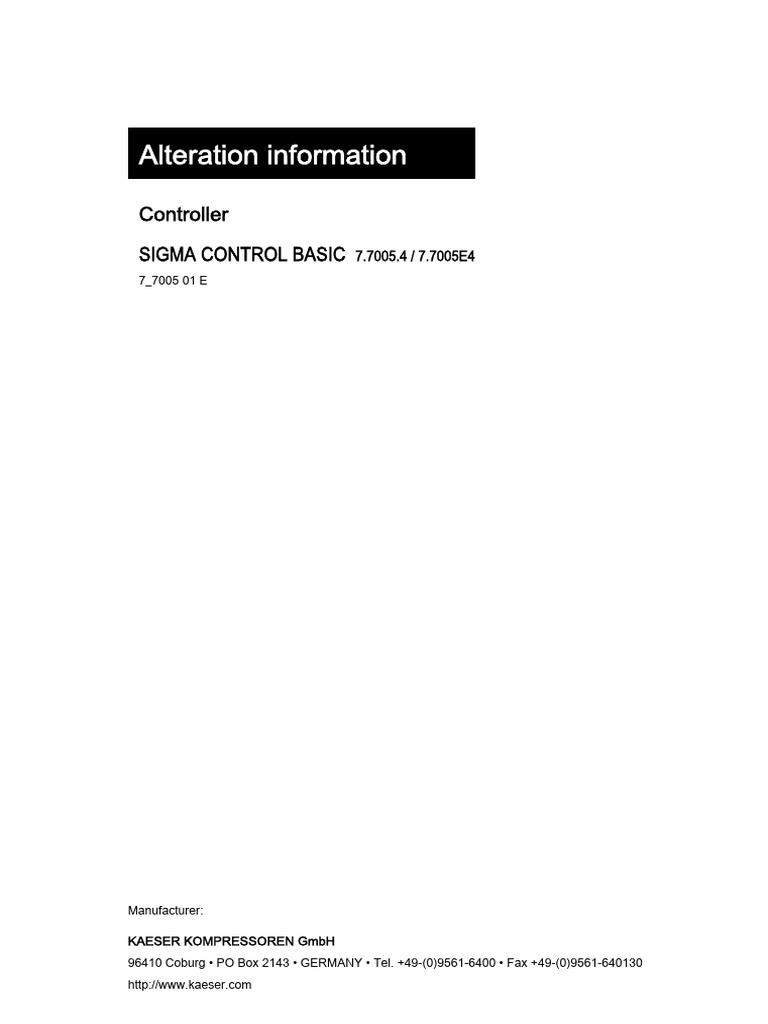 SIGMA CONTROL BASIC Overview Guide | PDF | Valve | Power Supply