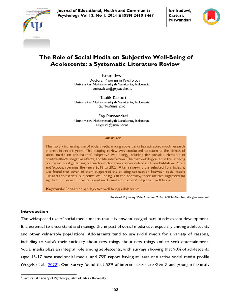 Social Media's Impact on Adolescent Well-Being | PDF | Well Being ...