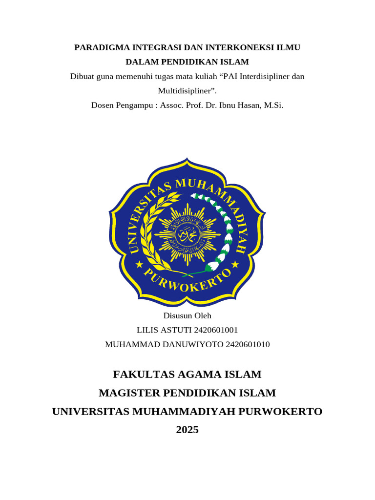 Integrasi Ilmu dalam Pendidikan Islam | PDF