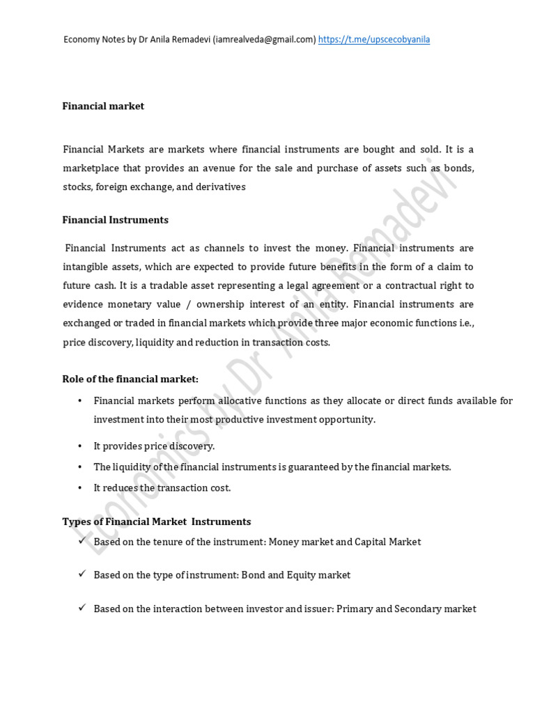 Overview of Financial Markets and Instruments | PDF | Bonds (Finance ...