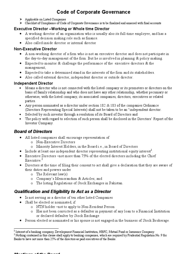 Corporate Governance Code for Listed Companies | PDF | Board Of ...