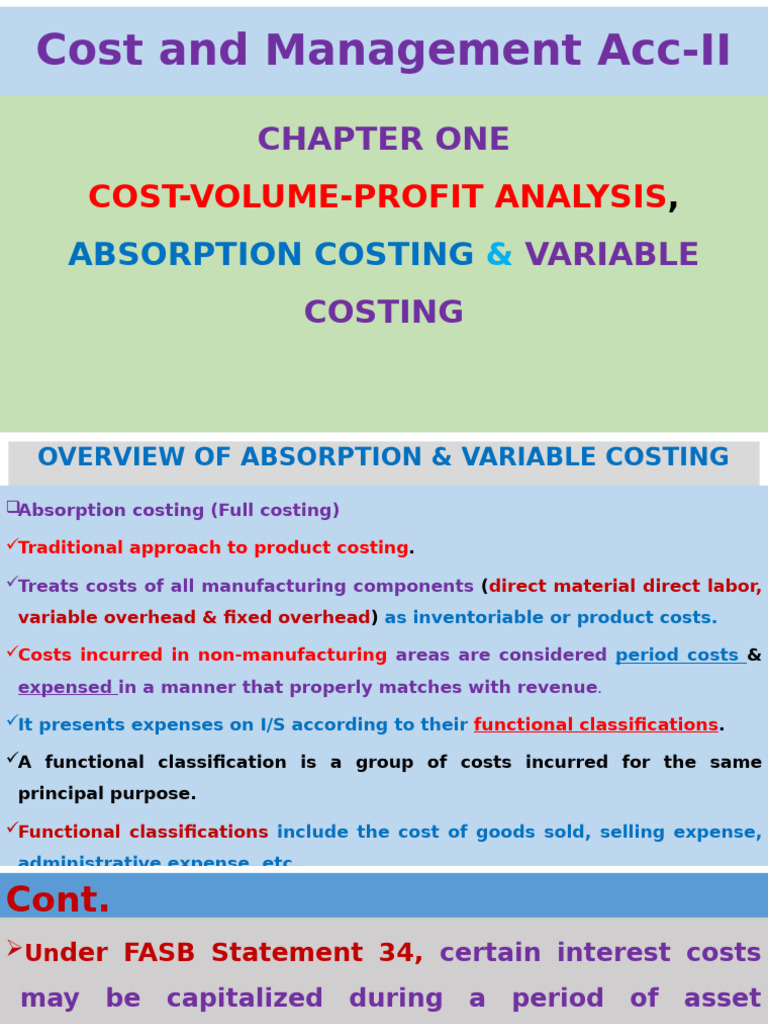 Cost-Volume-Profit & Costing Methods | PDF | Expense | Cost Of Goods Sold