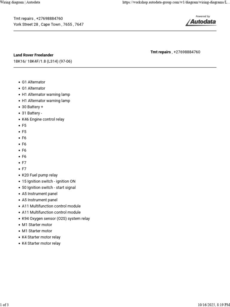 Land Rover Freelander Wiring Guide PDF Electric Power Electrical