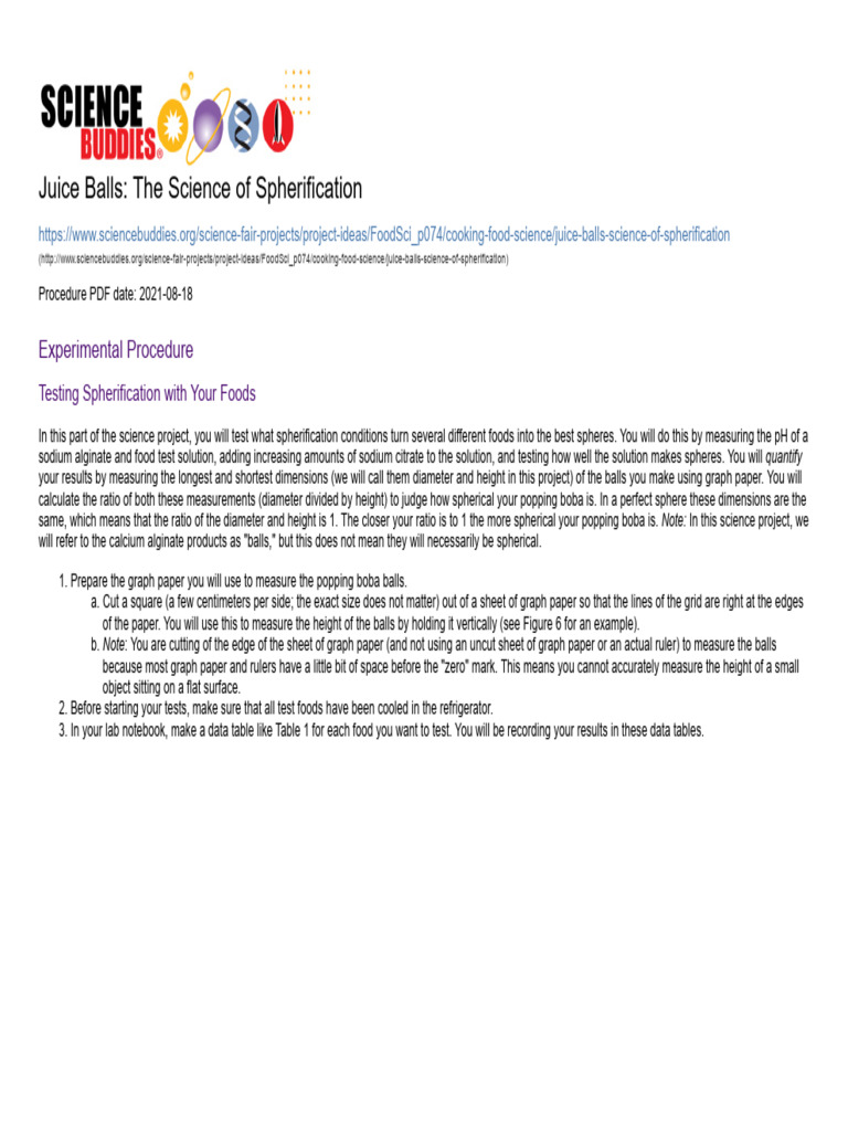 Spherification Science: Making Juice Balls | PDF | Sphere