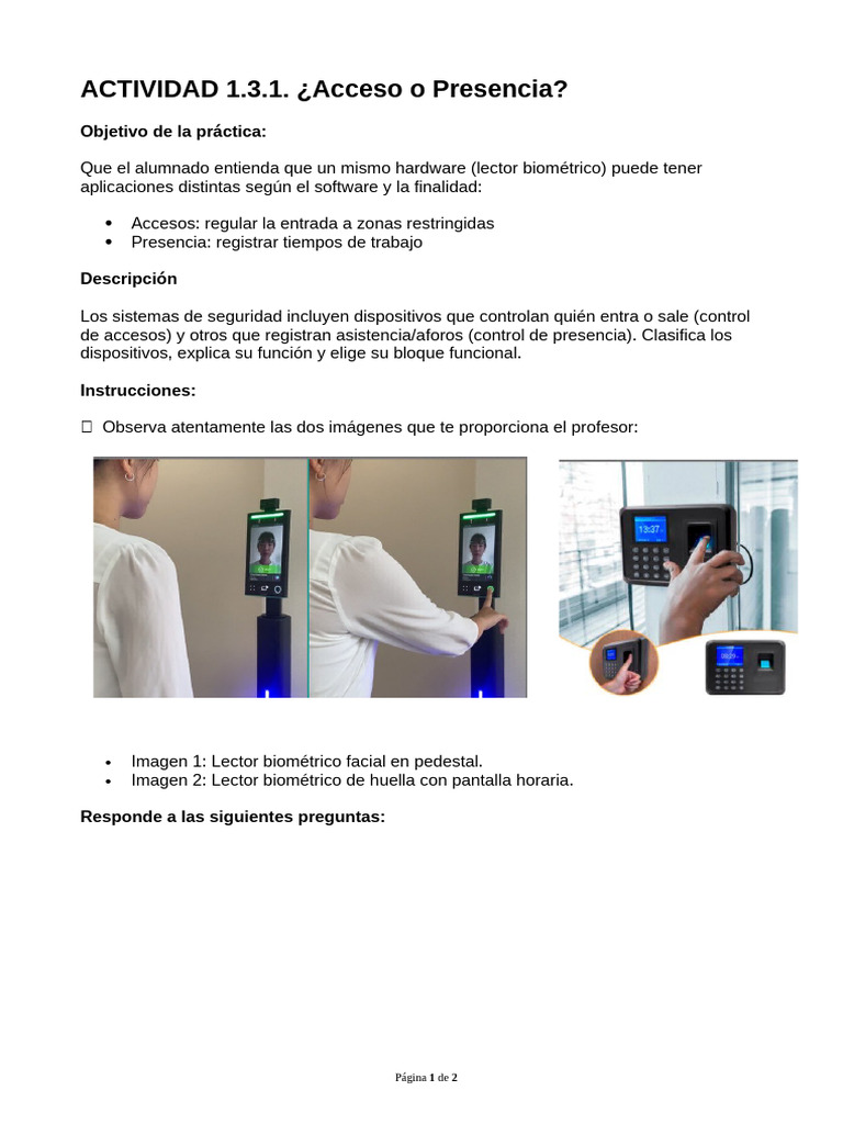 Control de Accesos vs. Presencia Biométrica | PDF | Biometría | Informática