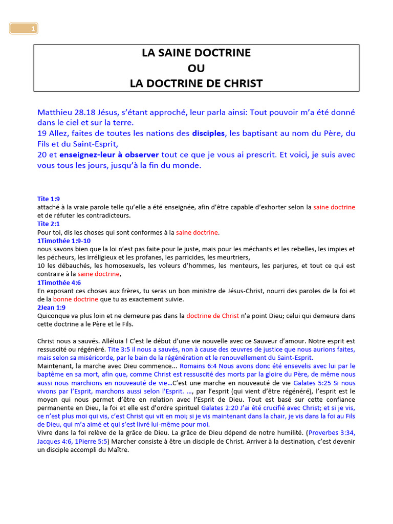 Les 6 Principes de la Saine Doctrine | PDF | Tabernacle | Doctrines et ...