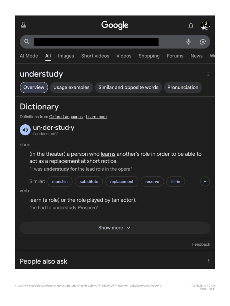 Understudy Meaning - Google Search | PDF | Dictionary | Linguistics