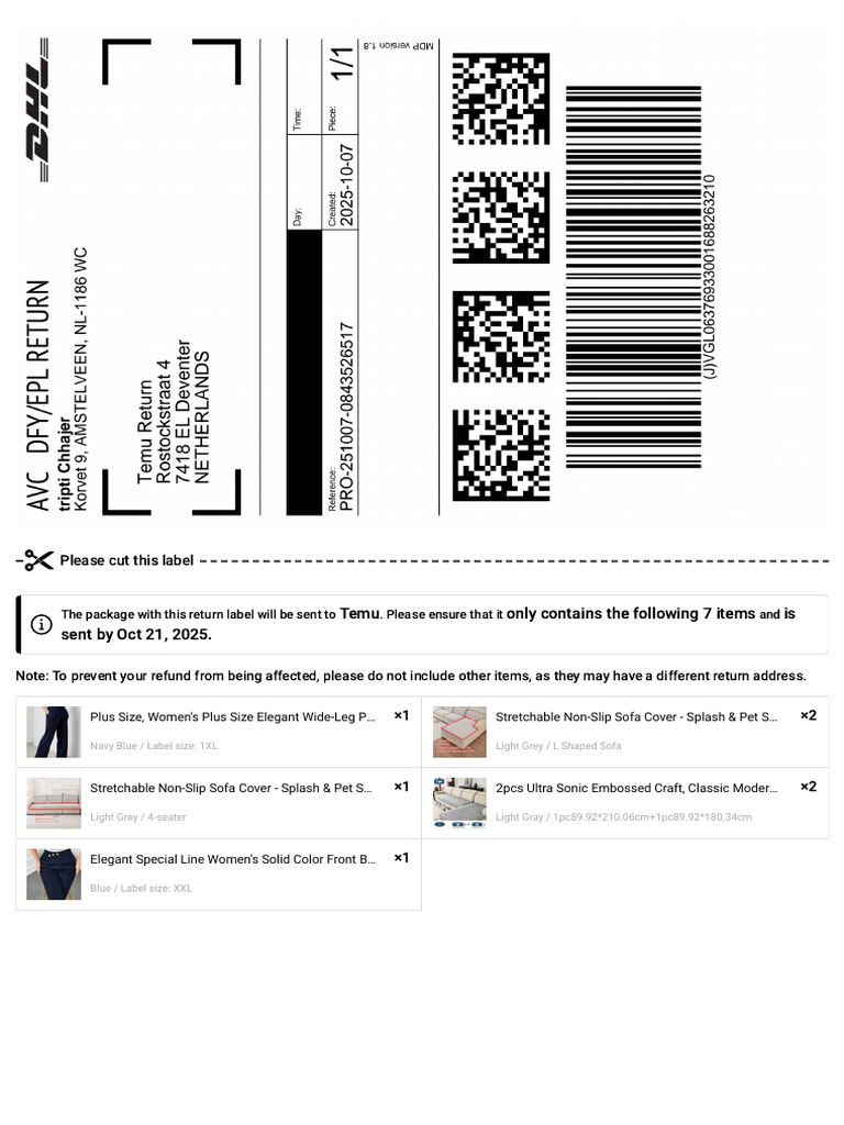 Temu Return Label Instructions | PDF