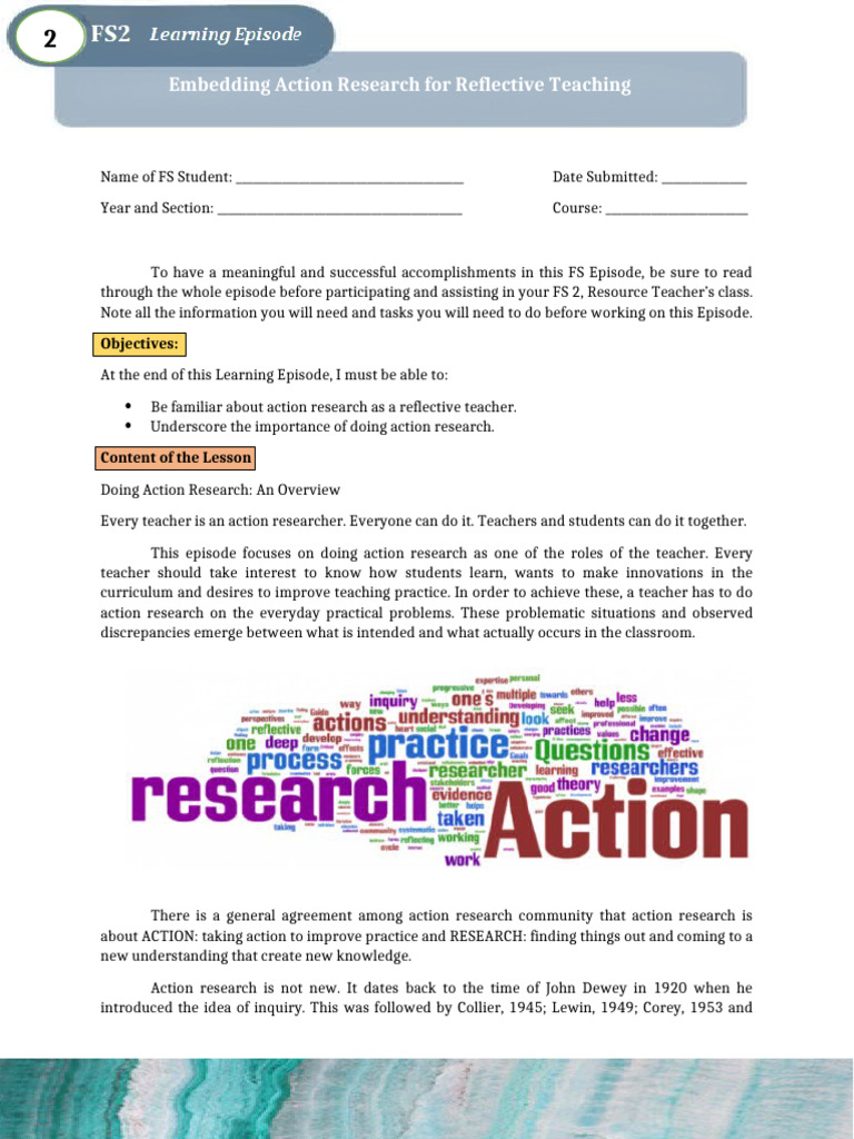 Action Research for Reflective Teaching | PDF | Teachers | Action Research