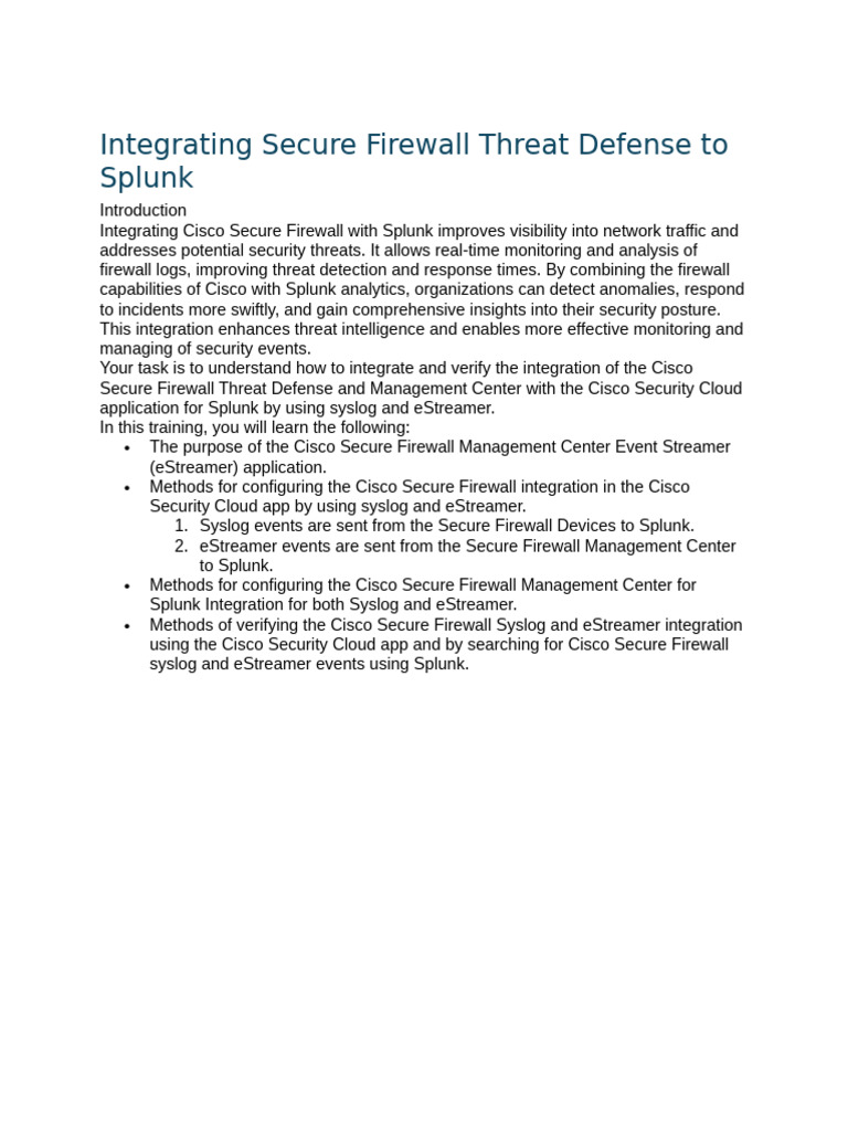 Cisco Secure Firewall Integration with Splunk | PDF | Firewall ...