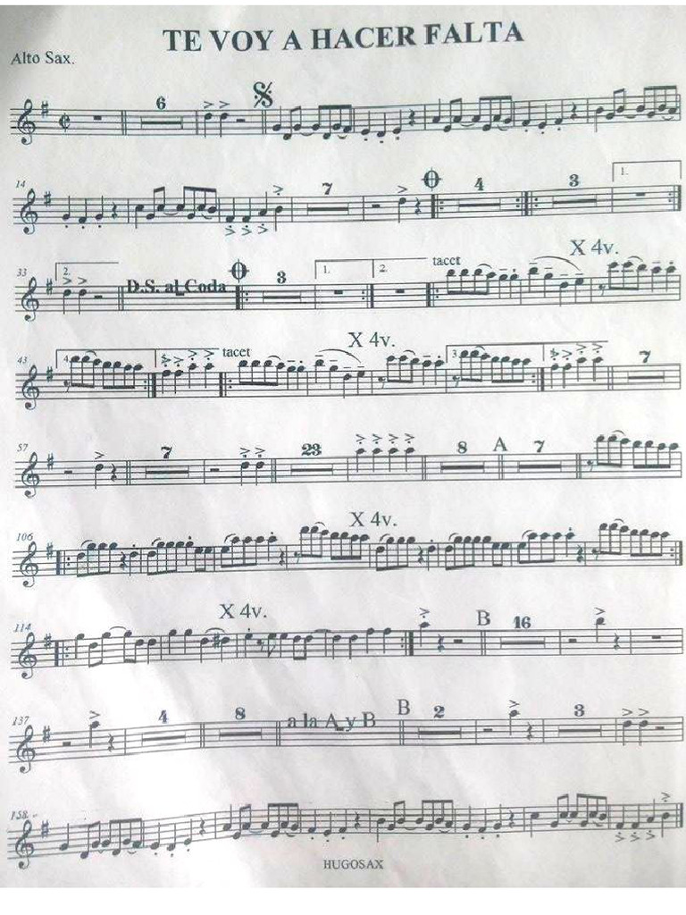 Te Voy A Hacer Falta - Saxo Alto | PDF