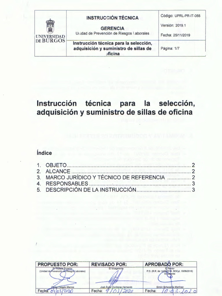 Uprl PR It 055 Instruccion Tecnica de Prevencion Relativa A La ...