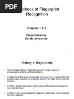 Handbook of Fingerprint Recognition: Chapters 1 & 2 Presentation by Konda Jayashree