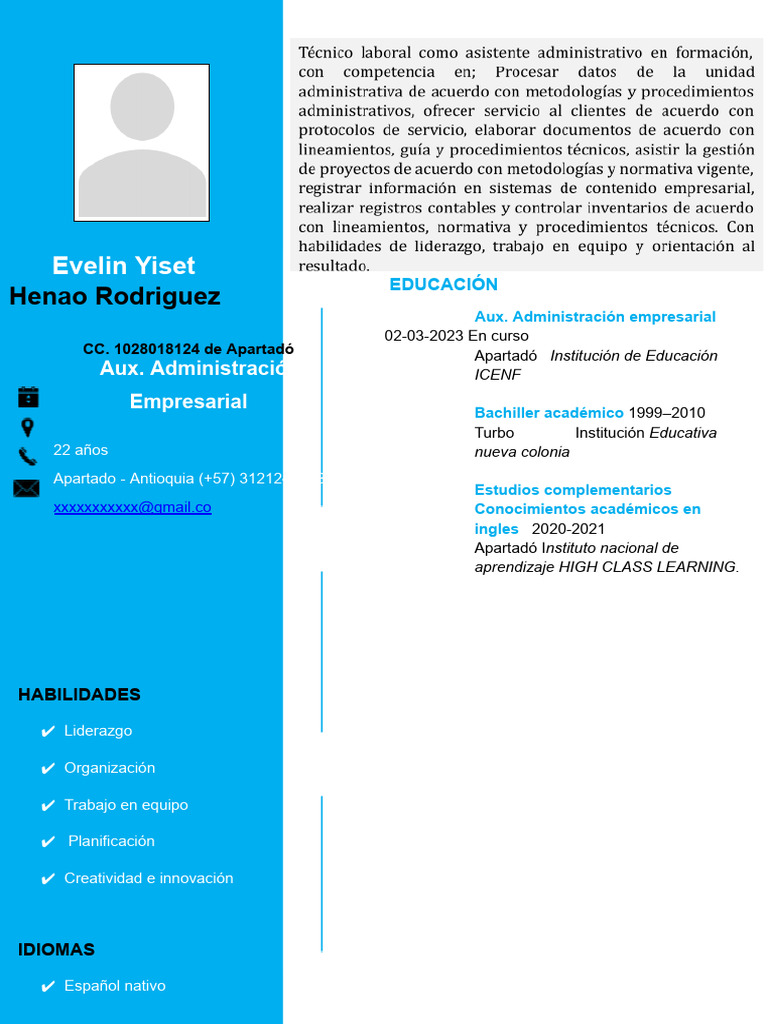 3 - Fomato de Hoja de Vida para Estudiantes Icenf | PDF
