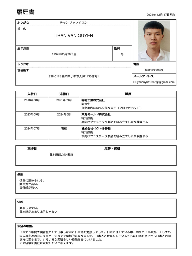 Tran Van Quyen TopCV - VN 171224.200430 | PDF