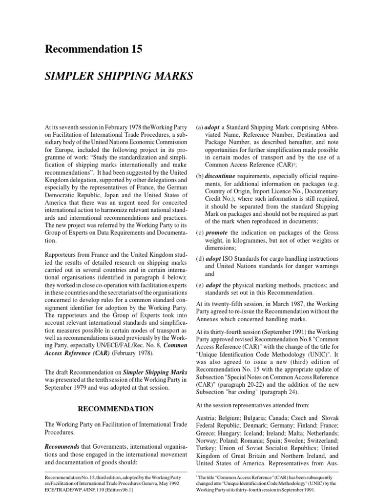 Standardizing International Shipping Marks | PDF | Cargo | Containerization