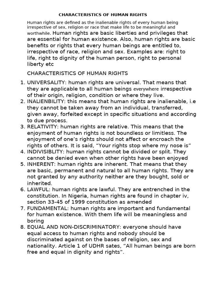 Key Characteristics of Human Rights | PDF | Human Rights | Applied Ethics
