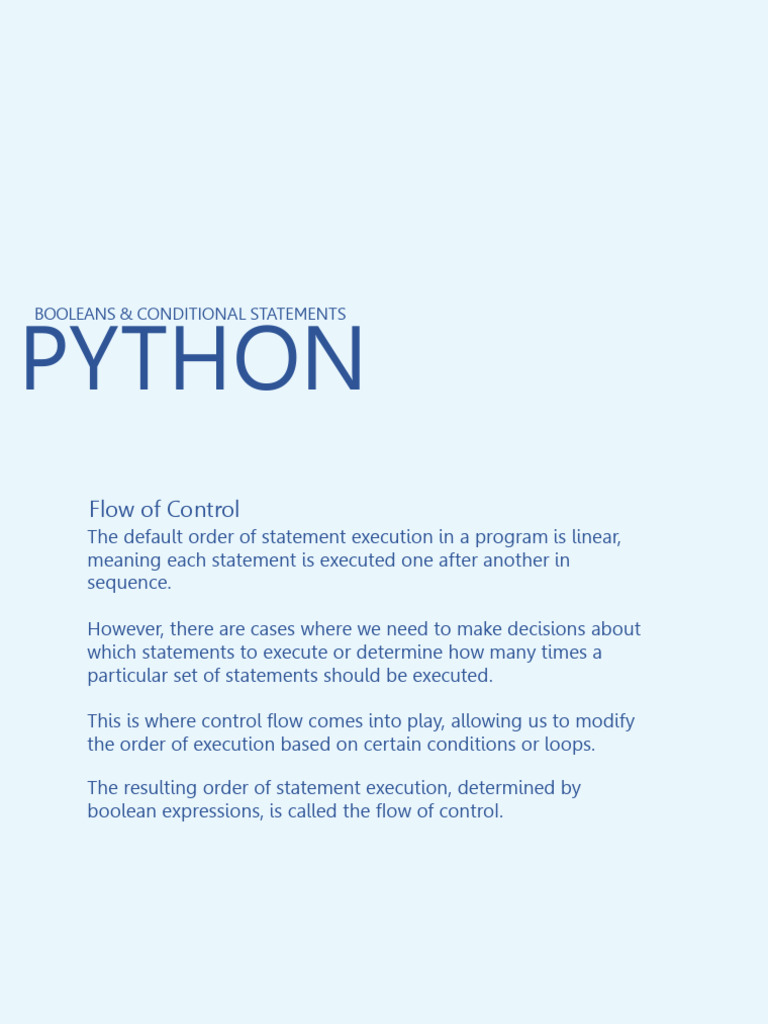 Python Booleans and Control Flow | PDF | Boolean Data Type | Control Flow