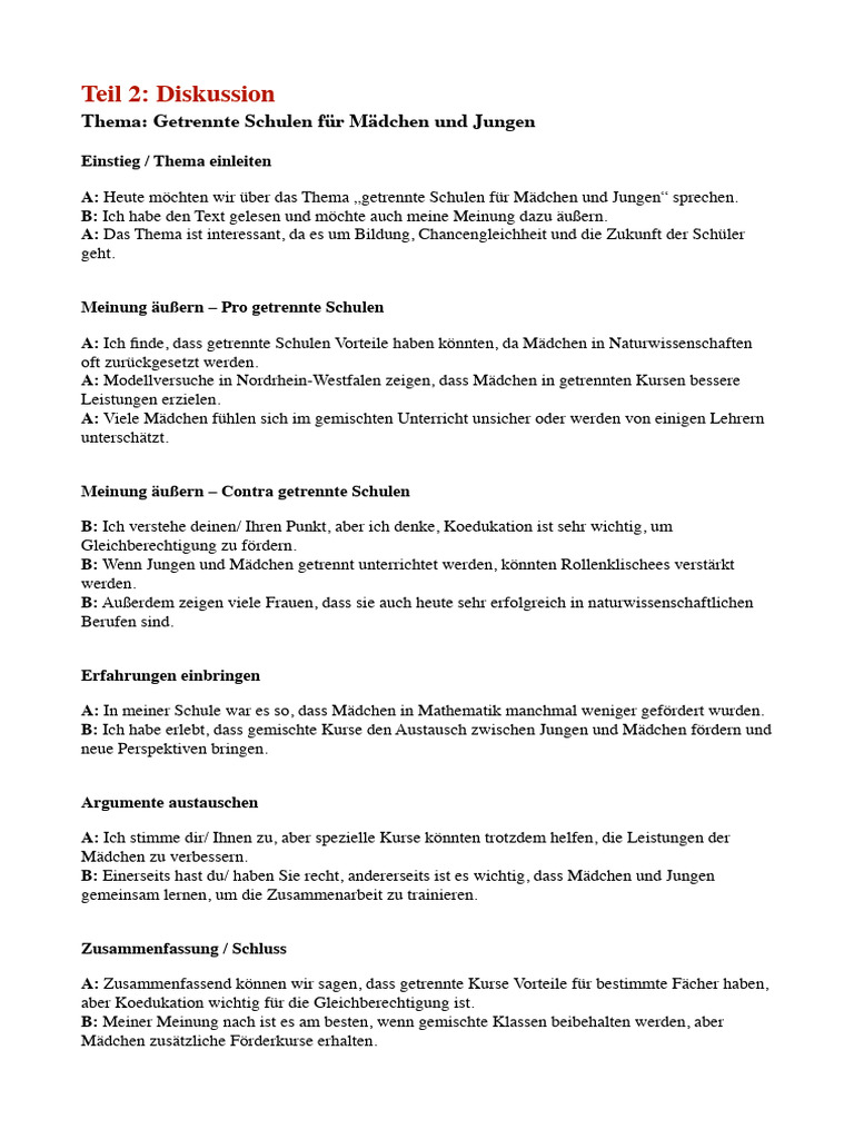 Telc Sprechen Teil 2 & 3 Muster | PDF