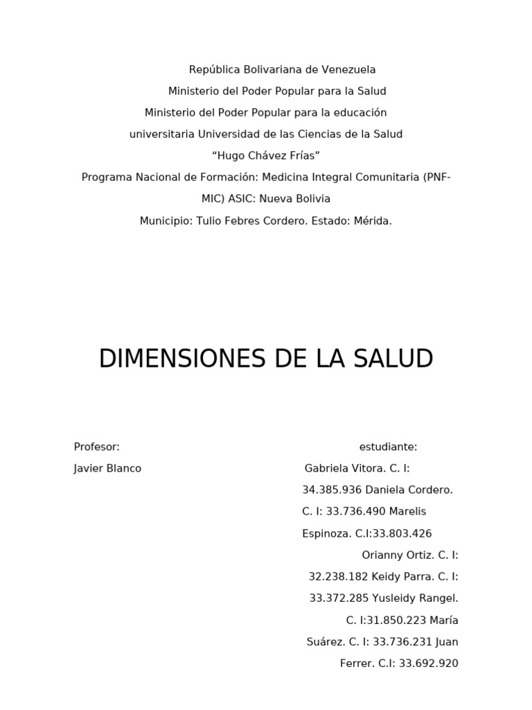 Dimensiones de la Salud Integral | PDF | Mente | Aprendizaje