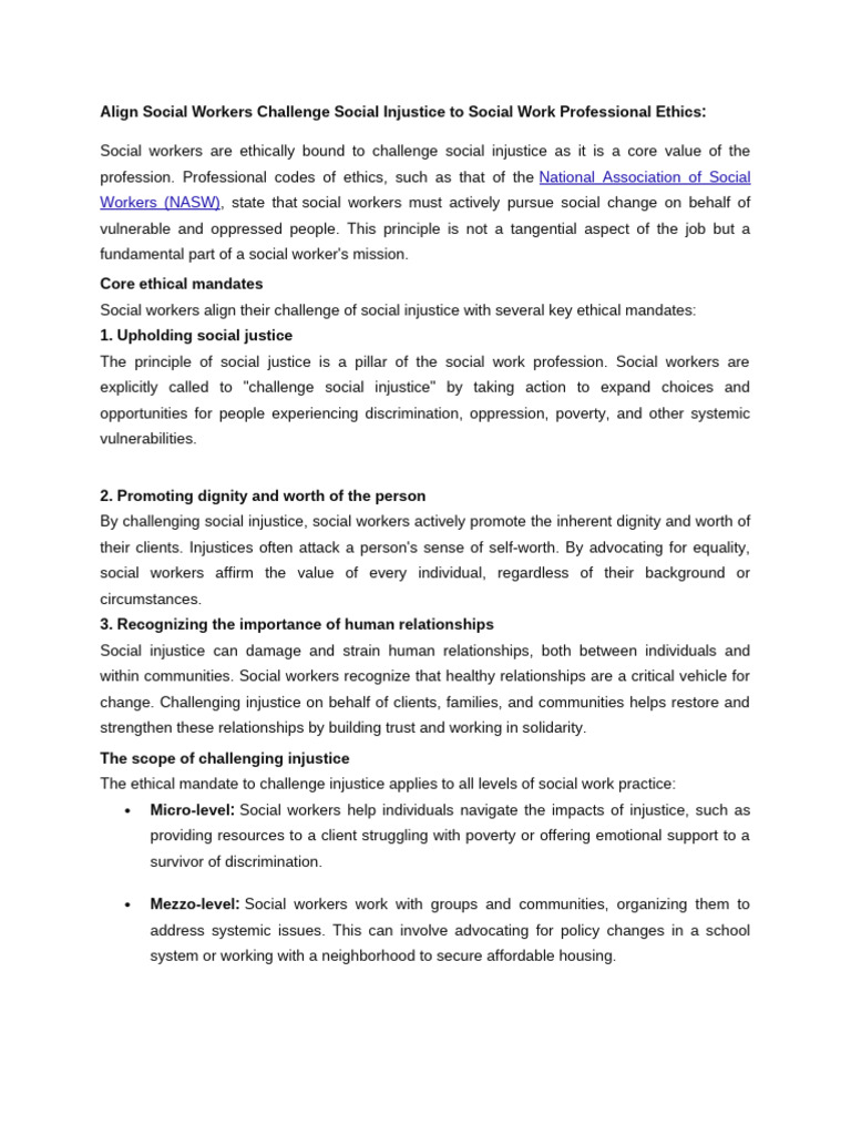 Social Workers and Social Justice Ethics | PDF | Social Work | Social ...