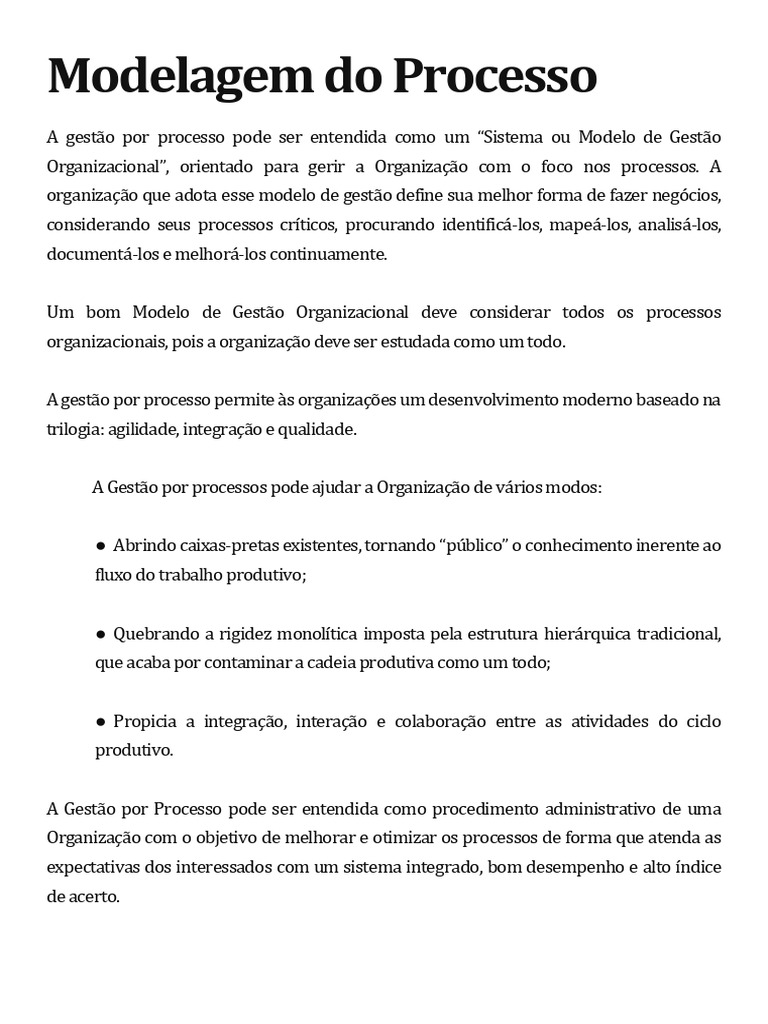 Modelagem Do Processo | PDF | Gestão de processos de negócios | Business