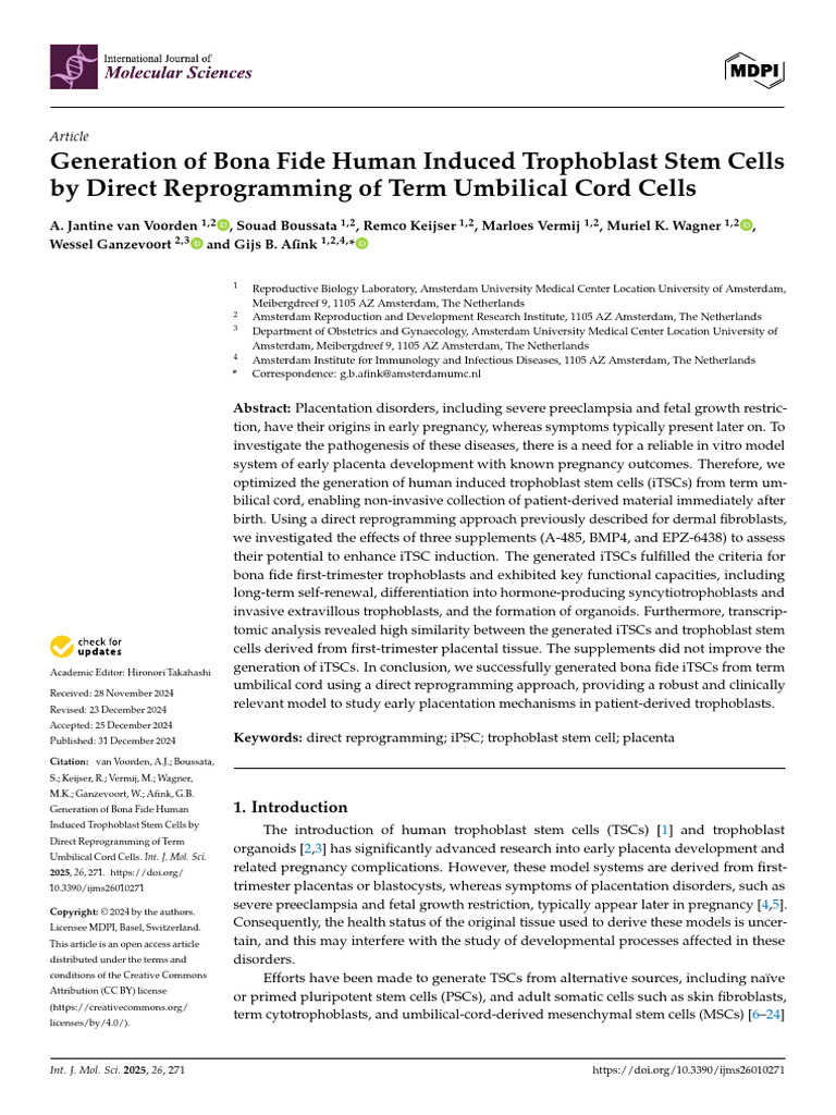 Generation of Bona Fide Human Induced Trophoblast Stem Cells | PDF ...
