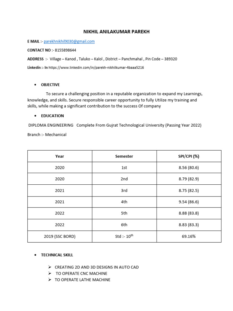 NEW Resume JCB Nikhil Parekh | PDF