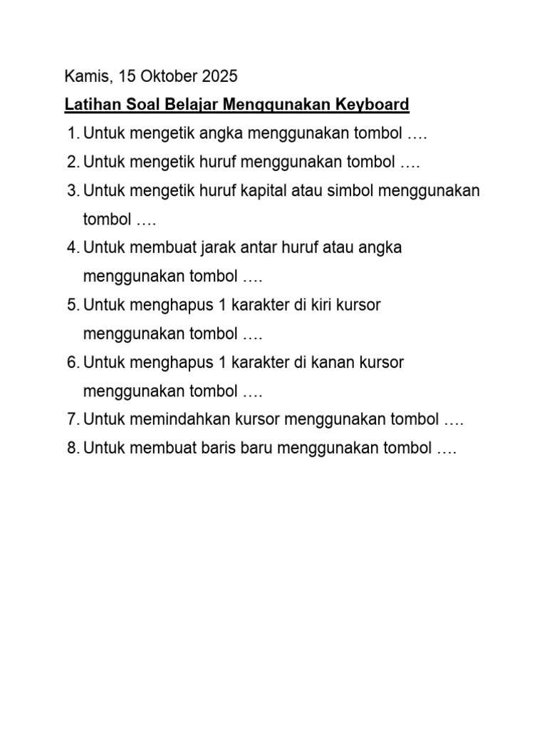 Latihan Soal Penggunaan Keyboard | PDF