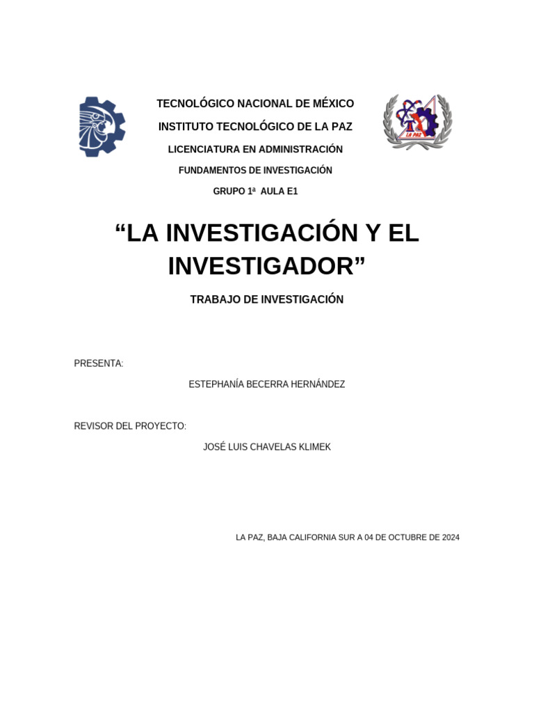 Act18-U1-1.5 La Investigación y El Investigador | PDF