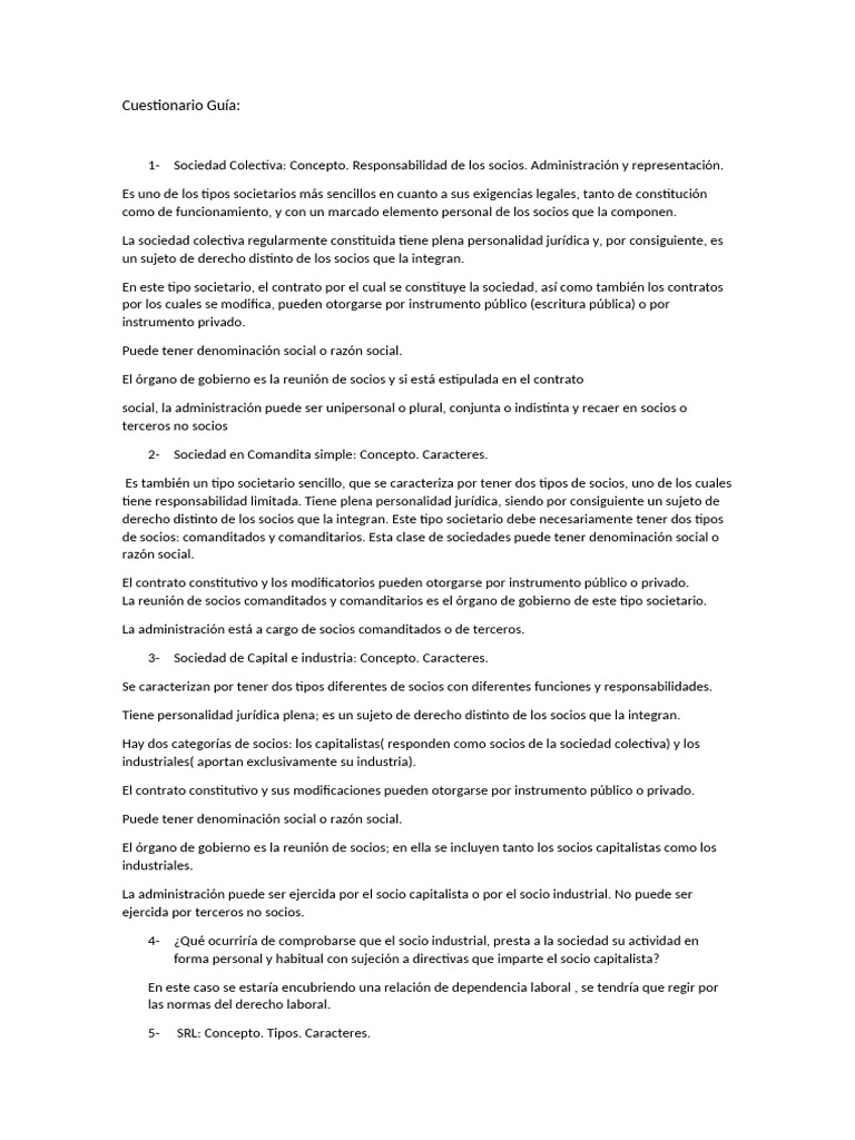 Tipos de Sociedades y sus Características | PDF | Sociedad de ...