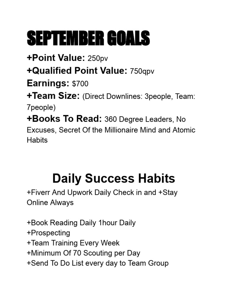 September Goals | PDF