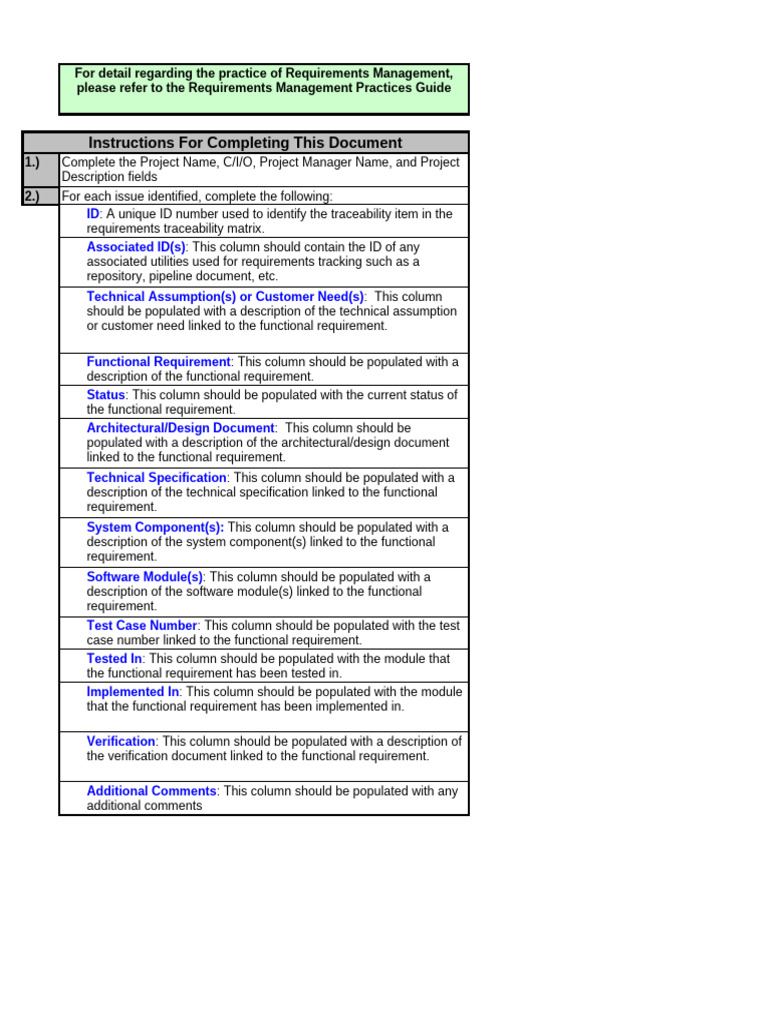 Requirements Traceability Matrix Guide | PDF | Specification (Technical ...
