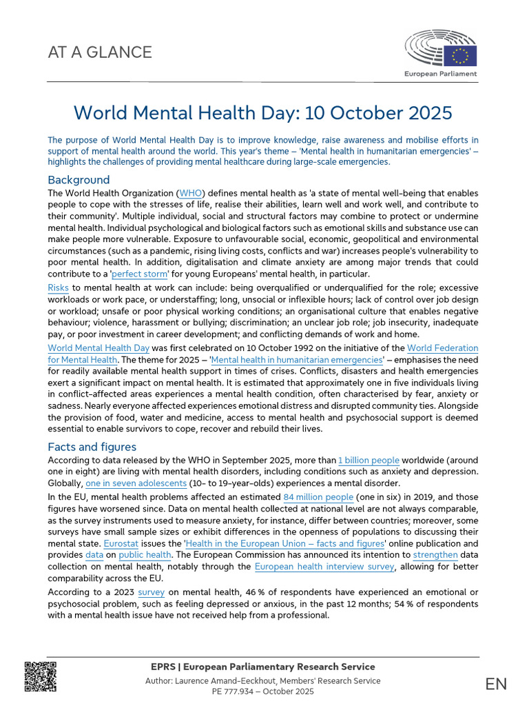 World Mental Health Day 2025 Overview | PDF | Mental Health | Anxiety